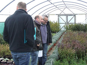 Lead Designer Nigel Dunnett checks progress of Show garden plants