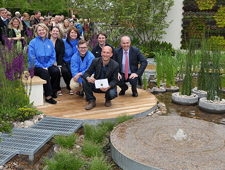 Nigel Dunnett and The Landscape Agency celebrate the gold award with members of the RBC team