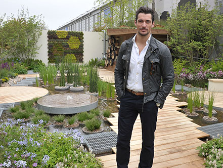 David Gandy, model, enjoys the view from the RBC Blue Water Roof garden