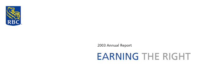 RBC 2003 Annual Report - Earning the Right