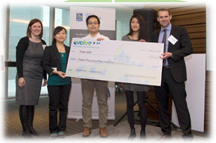 Second place team, Samuel Iun, Florence Ma, Yi Fan Xie, Vivien Li also from Ryerson University, received $3,500.