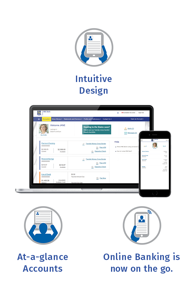 Intuitive Design, At-a-glance Accounts, Online Banking is now on the go.