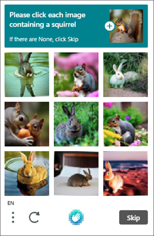 captcha click images containing squirrel