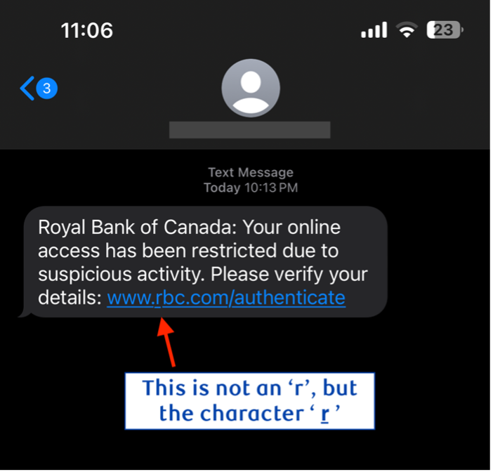message scam