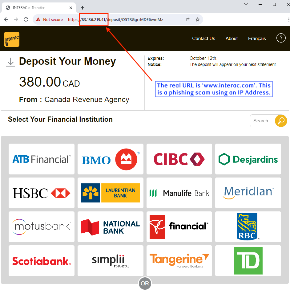 interac phishing