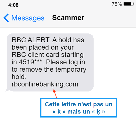 message scam