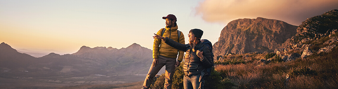 Two hikers on a mountain
